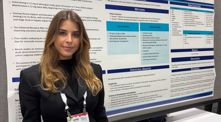 Pharmacy resident Margarita Kanaeva presents her research poster at the 2024 Midyear Clinical Meeting & Exhibition.